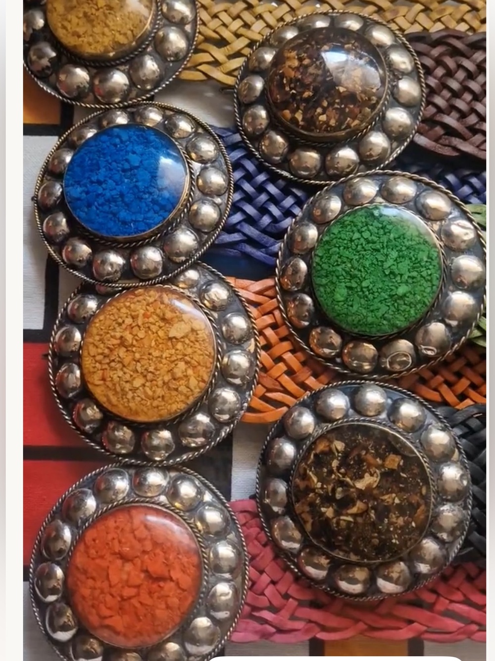 MADE IN ITALY BRAIDED LEATHER BOHO Colorful Concho Belt MULTI COLOR LISTING